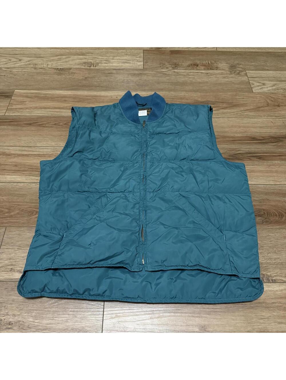 Vtg 80s Eddie Bauer Black Tag Teal Down Puffer Vest Mens L
